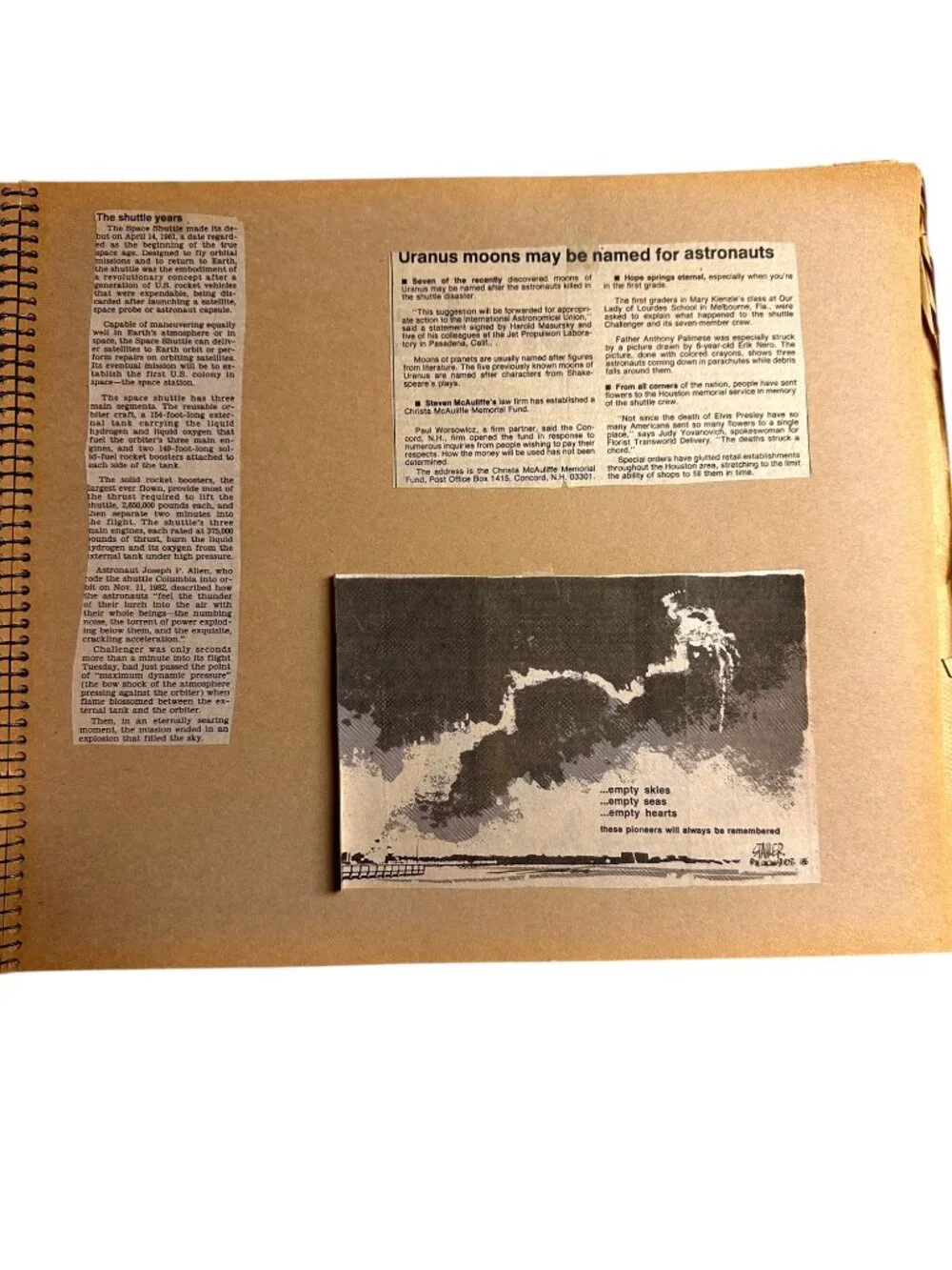 Vintage 1986 Challenger Tragedy Newspaper Scrapbook Spiral-Bound Historical Memo